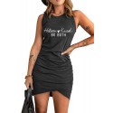 Black Human Kind Be Both Ruched Sleeveless Mini Dress