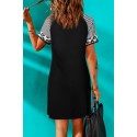 Black Chicken Whisperer Graphic Striped Sleeves T Shirt Dress