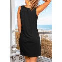 Black Lets Do This Ice Hockey Print Sleeveless T Shirt Dress