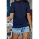 Blue Casual Letter Print Graphic Tee