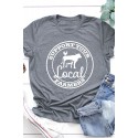 Gray Local Letter Animal Print Short Sleeve Graphic Tee