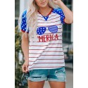 AMERICA Flag Sunglass Graphic Print Short Sleeve Tee