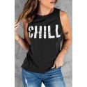 Black CHILL Graphic Print Tank Top